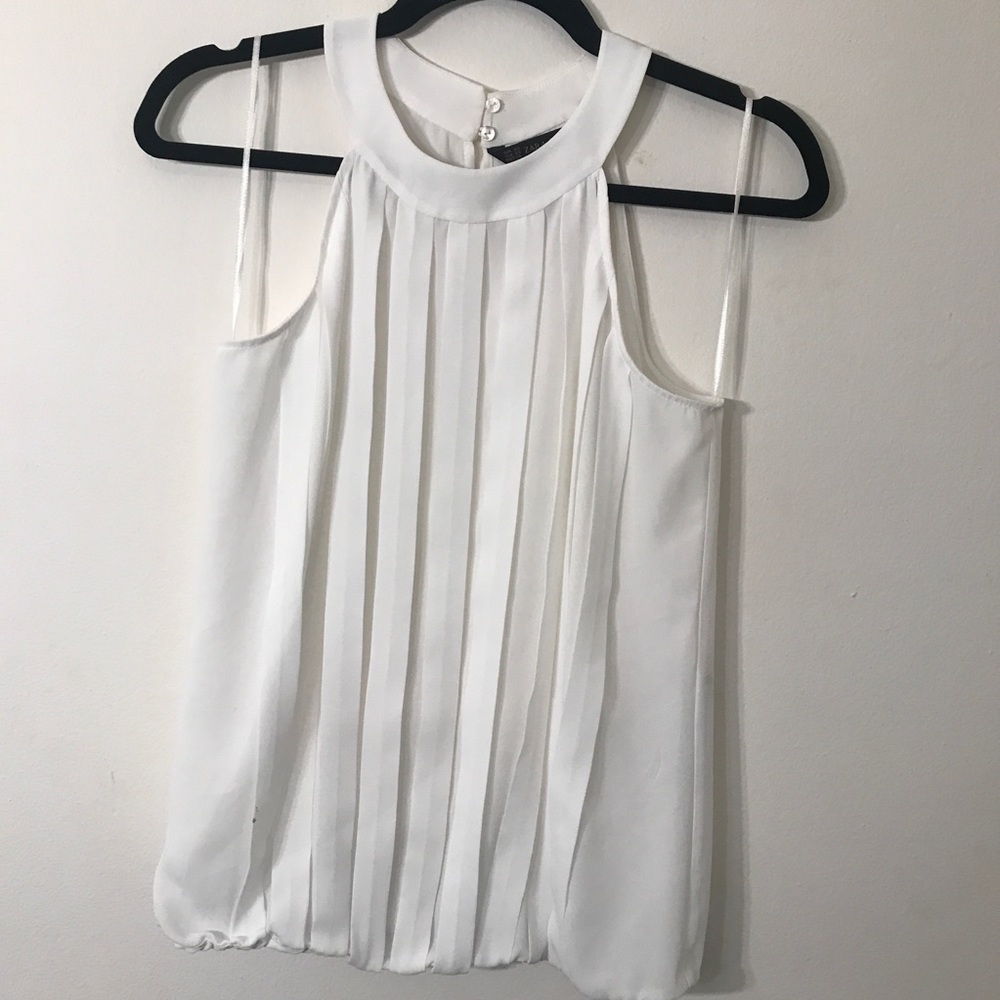 ZARA sheer white sleeveless top XS